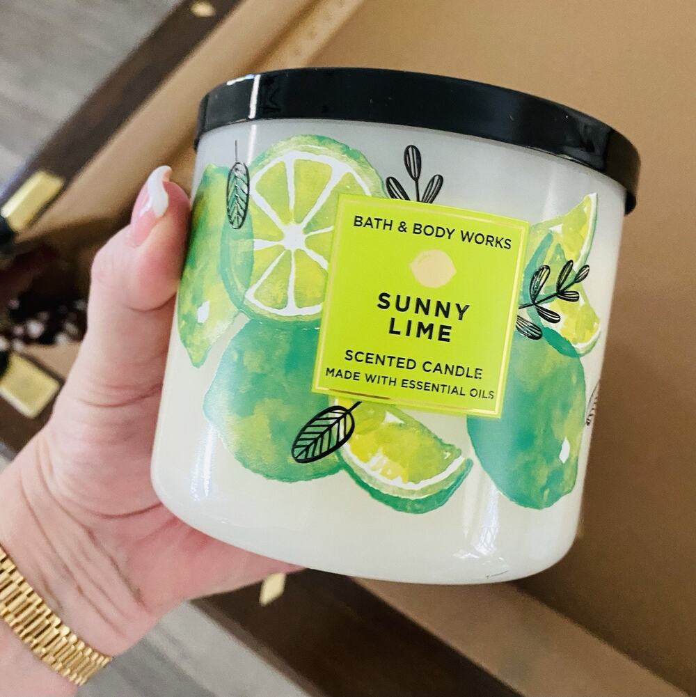 1 Bath & Body Works SUNNY LIME 3 Wick Large Scented Candle 14.5 oz Citrus NEW